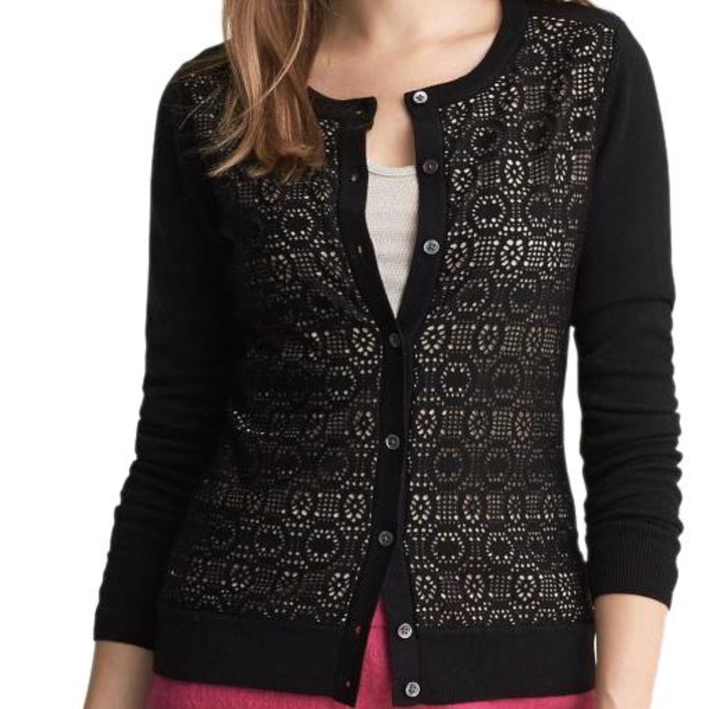 Black Laser Cut Lace Cardigan